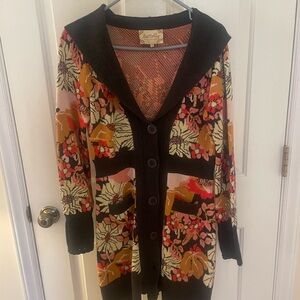 L.A.M.B. Women's Button-Up Floral Cardigan - Black and Multicolor